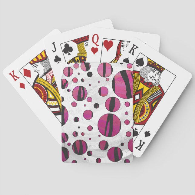 Jeu De Cartes Polka Dot Tiger rose chaud et noir (dos)