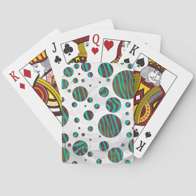 Jeu De Cartes Polka Dot Zebra Brown et Turquoise (dos)