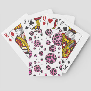 Jeu De Cartes Polka Leopard Pot noir et rose chaud
