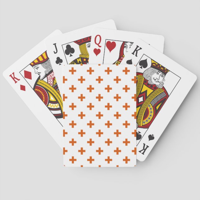 Jeu De Cartes Polka orange croise sur blanc (dos)