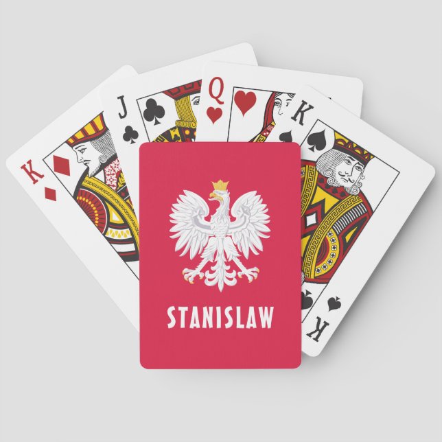 Jeu De Cartes Pologne Polonais Aigle Rouge Blanc Polska Nom pers (dos)