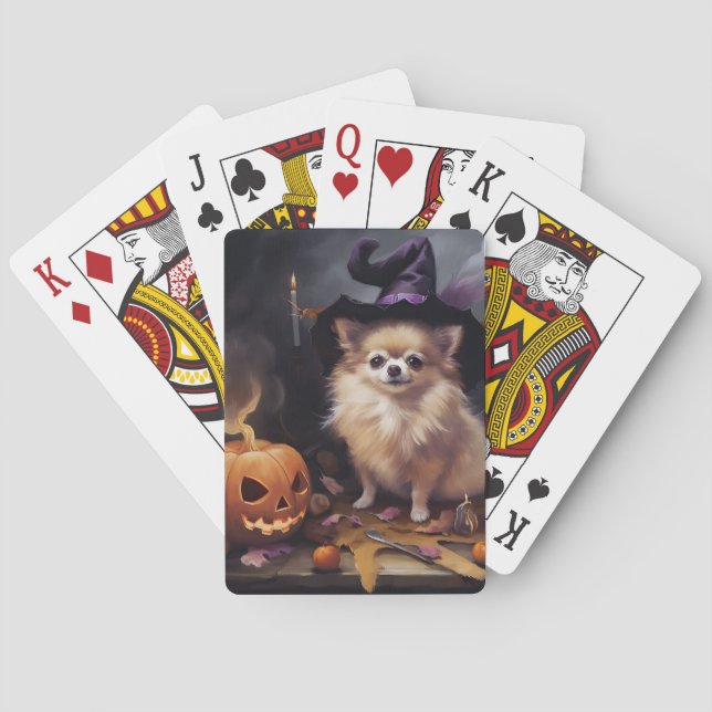Jeu De Cartes Pomeranian Citrouilles Halloween Épouvantable (dos)