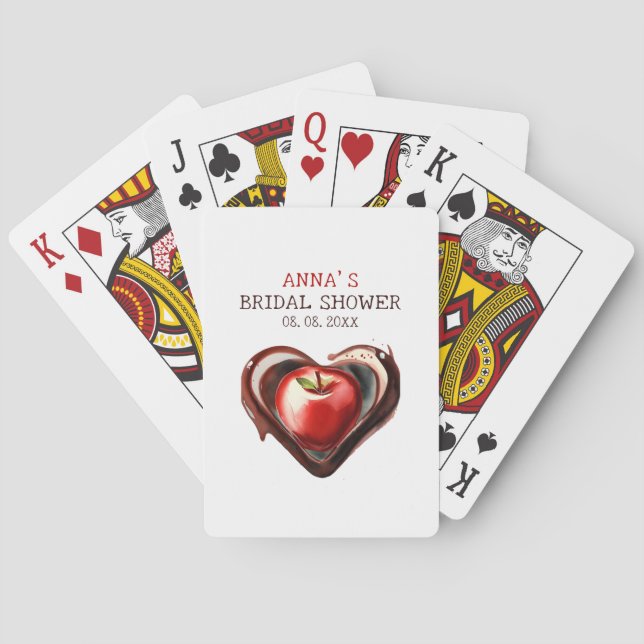 Jeu De Cartes Pomme rouge dans une douche de chocolat de mariage (dos)