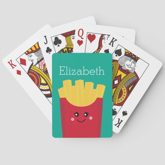Jeu De Cartes Pommes frites mignonnes de Kawaii avec le nom fait (dos)