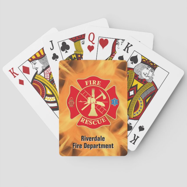 Jeu De Cartes Pompier Croix Maltese Secourt feu flamme (dos)