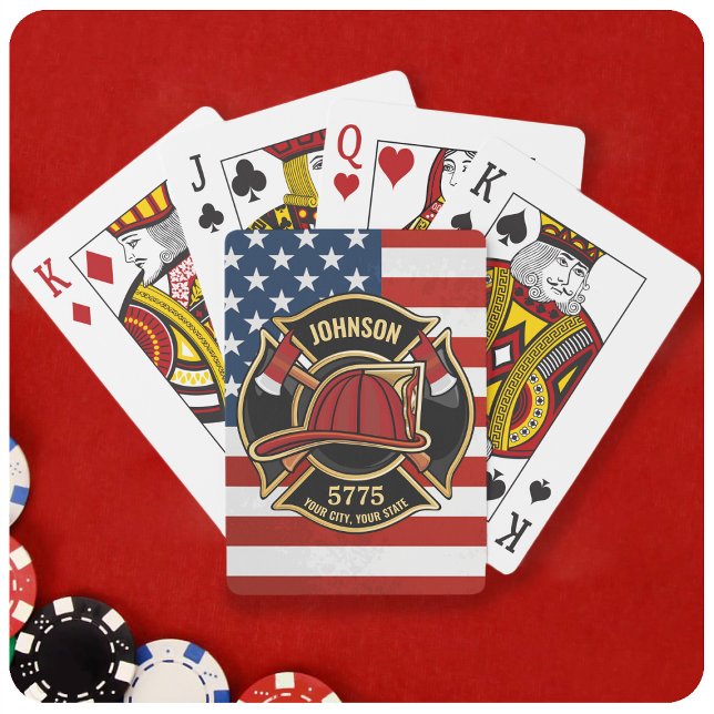 Jeu De Cartes Pompier Secourt incendie Département USA Drapeau p (Créateur téléchargé)