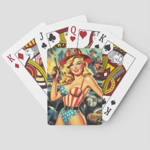 Jeu De Cartes Pompier vintage Pin-up