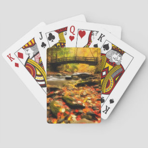 Jeu De Cartes Pont en bois et ruisseau en automne