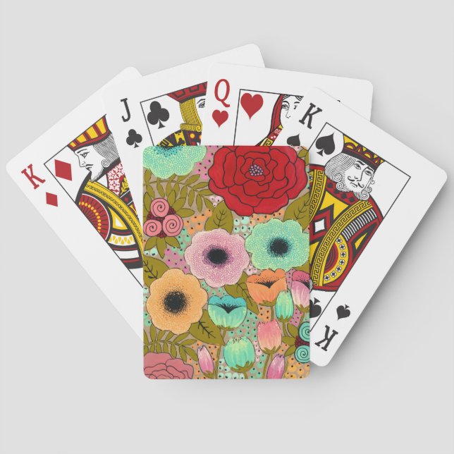Jeu De Cartes Pont Flower Floral Garden Dames (dos)