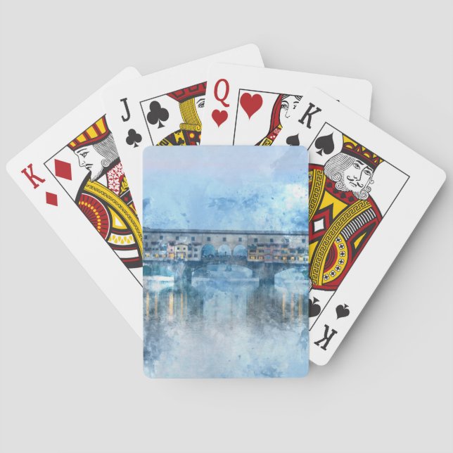 Jeu De Cartes Ponte Vecchio sur le fleuve Arno à Florence, Itali (dos)