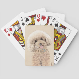Jeu De Cartes Poodle Miniature Toy Apricot Crème Chien Brown Art