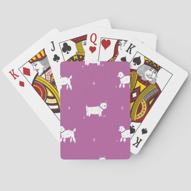 Jeu De Cartes Poodle violet : Motif rétro monochrome (dos)