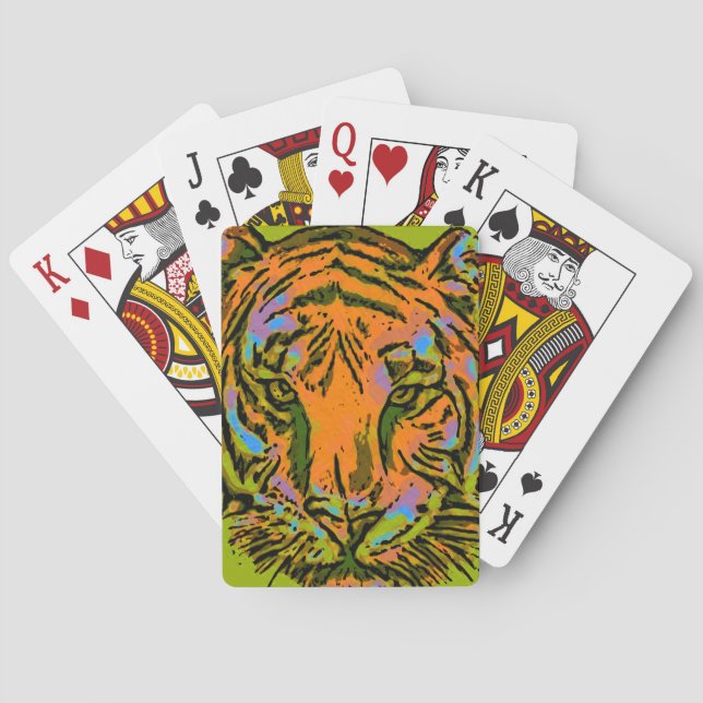 Jeu De Cartes Pop Art TIGER HEAD + votre backgr. & idées (dos)