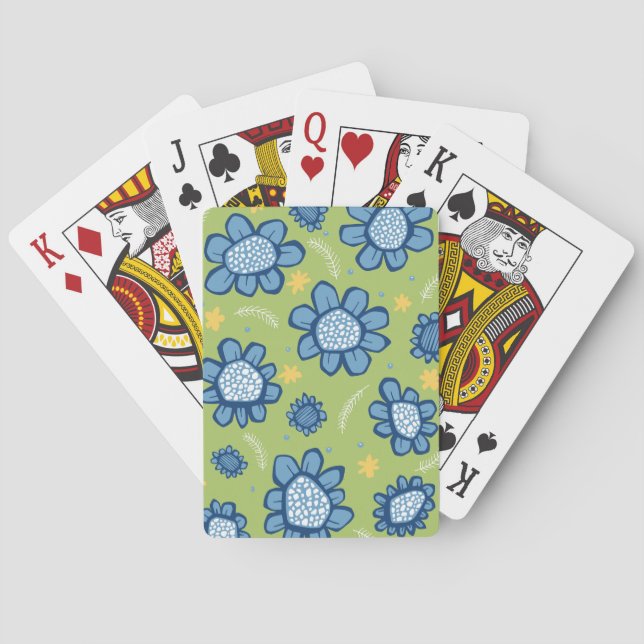 Jeu De Cartes Pop Flowers bleu Cartes de lecture (dos)