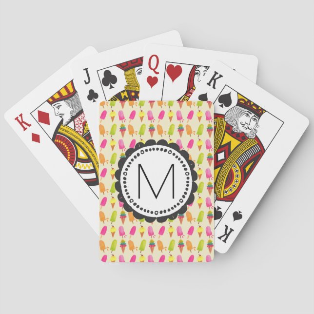 Jeu De Cartes Popsicles et crème glacée Monogramme personnalisé (dos)