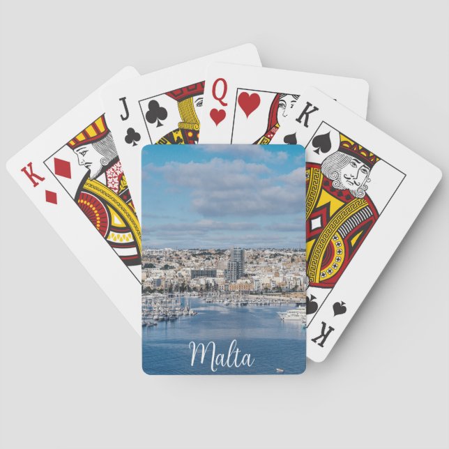 Jeu De Cartes Port de Sliema avec bâtiments et bateaux modernes (dos)
