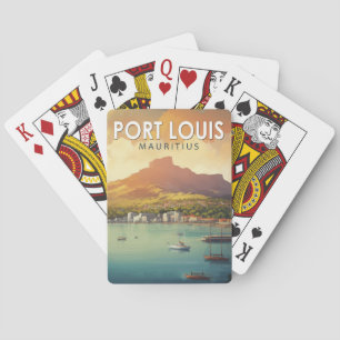 Jeu De Cartes Port Louis Maurice Travel Art Vintage