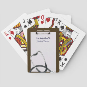 Jeu De Cartes Porte-bloc médical marron avec stéthoscope