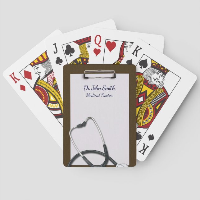 Jeu De Cartes Porte - bloc Médicale Brown avec Stethoscope (dos)