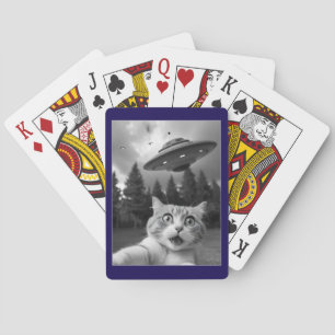 Jeu De Cartes Porte-clés UFO Selfie de Chat Drôle d'Enlèvement A