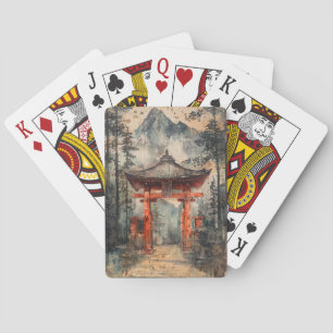 Jeu De Cartes Porte de la Montagne Vermillon Lavis à l'Encre