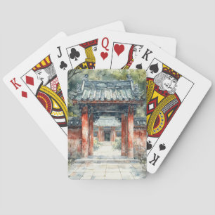 Jeu De Cartes Porte de temple vermillon encre aquarelle (2)