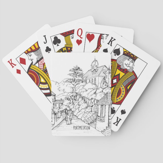 Jeu De Cartes Portmeirion North Wales Pen and Ink Sketch (dos)