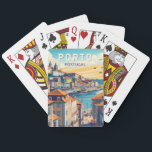 Jeu De Cartes Porto Portugal Travel Art Vintage<br><div class="desc">Conception de déplacement vectoriel Porto rétro. Porto est une ville côtière du nord-ouest du Portugal connue pour ses ponts imposants et sa production de vin de port.</div>