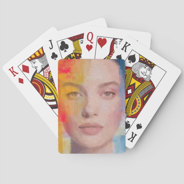 Jeu De Cartes Portrait Abstrait Vibrant à l'Impasto (dos)
