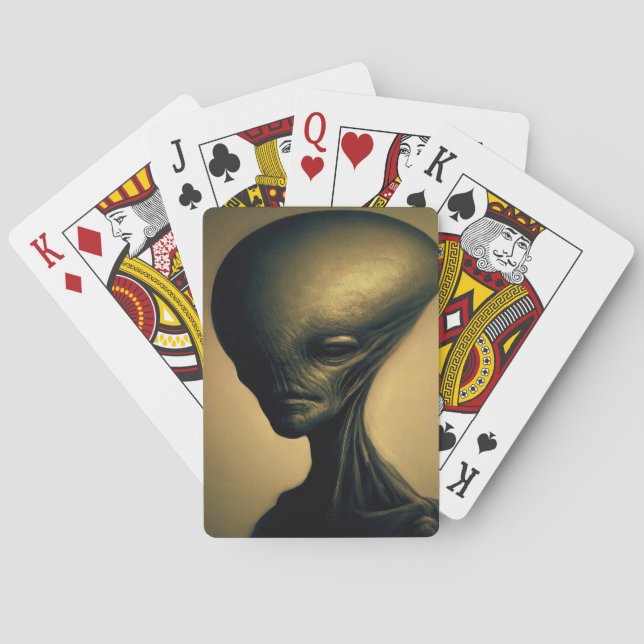 Jeu De Cartes Portrait Alien tiré à la main (dos)