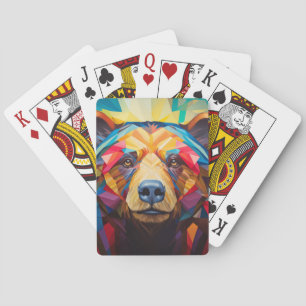 Jeu De Cartes Portrait animal grizzli Peinture colorée