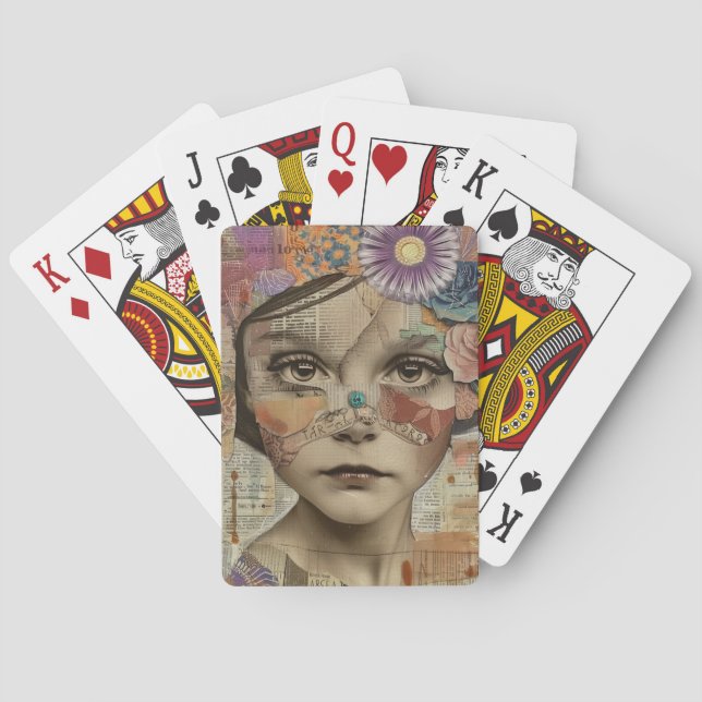Jeu De Cartes Portrait d'art en collage multimédia (10) (dos)