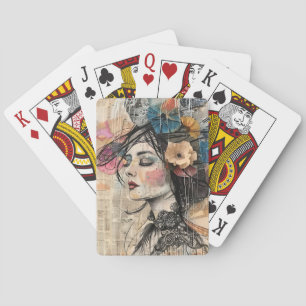 Jeu De Cartes Portrait d'art en collage multimédia (2)