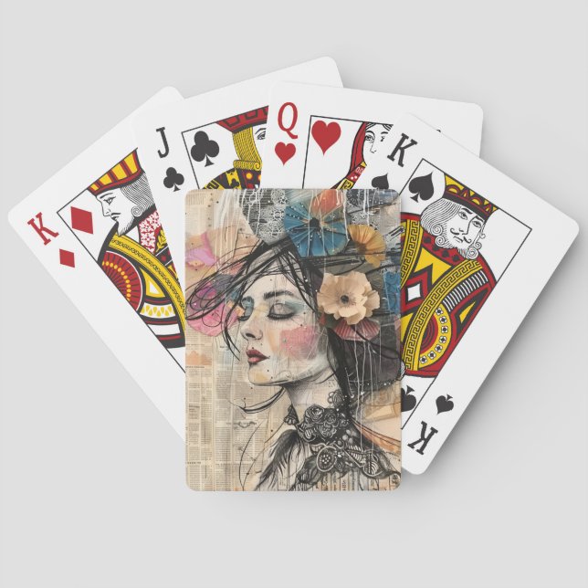 Jeu De Cartes Portrait d'art en collage multimédia (2) (dos)