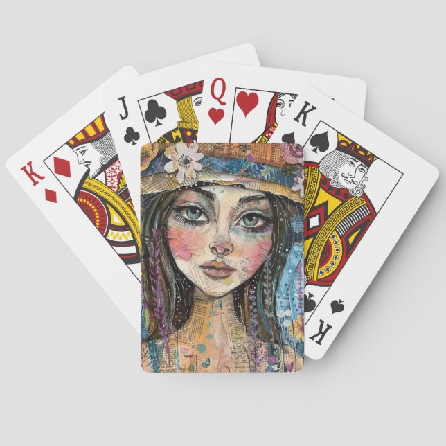 Jeu De Cartes Portrait d'art en collage multimédia (3) (dos)