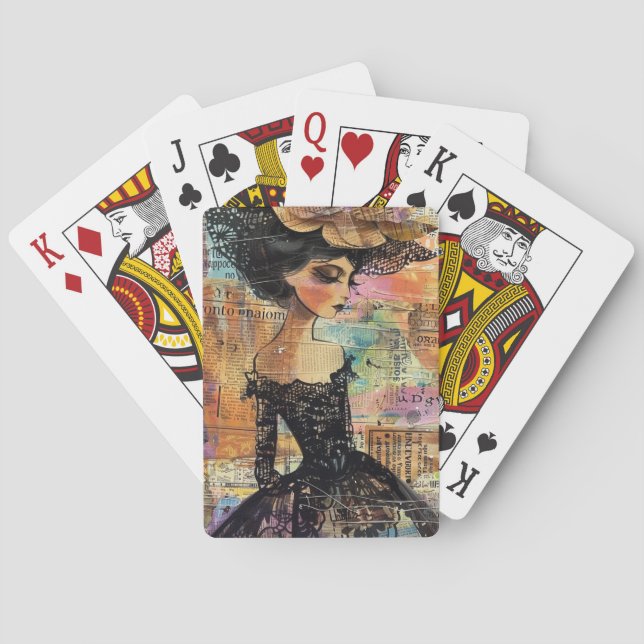 Jeu De Cartes Portrait d'art en collage multimédia (4) (dos)