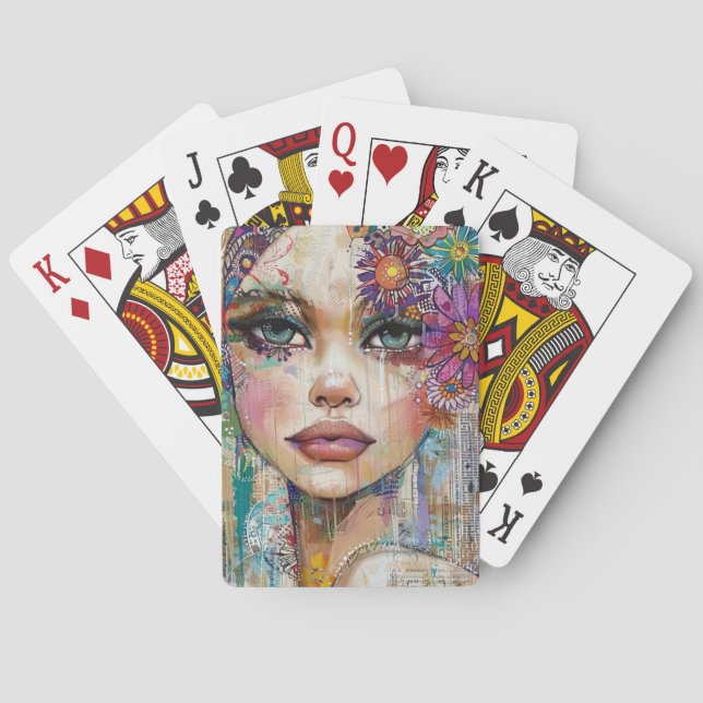 Jeu De Cartes Portrait d'art en collage multimédia (6) (dos)