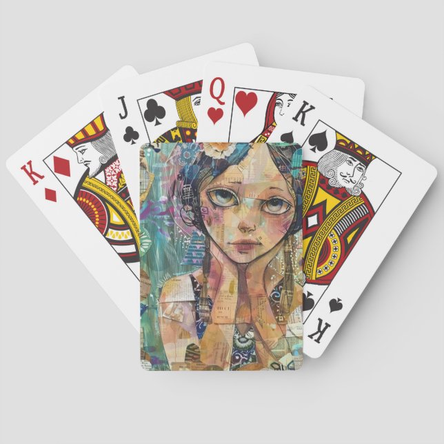 Jeu De Cartes Portrait d'art en collage multimédia (8) (dos)