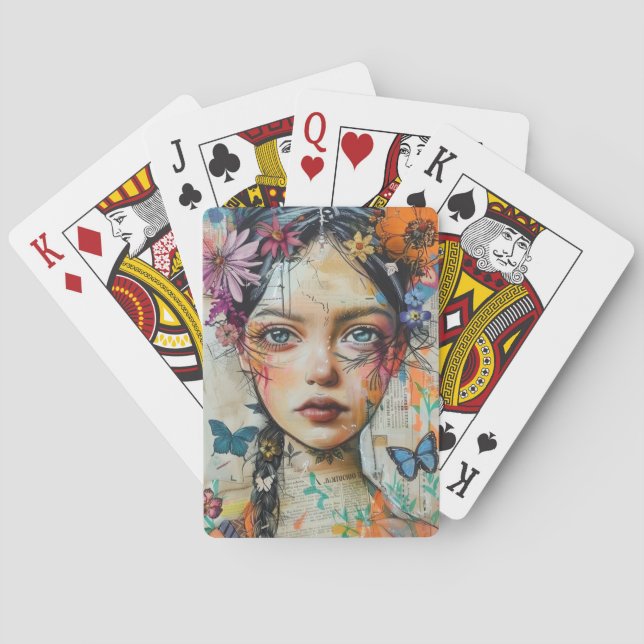 Jeu De Cartes Portrait d'art en collage multimédia (9) (dos)