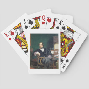 Jeu De Cartes Portrait de Charles Dickens (huile sur toile)