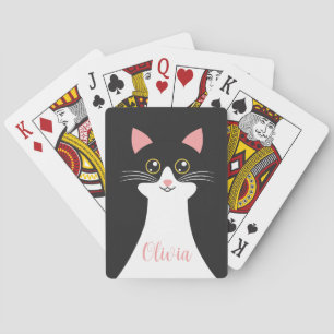 Jeu De Cartes Portrait de chat noir mignon du milieu du siècle
