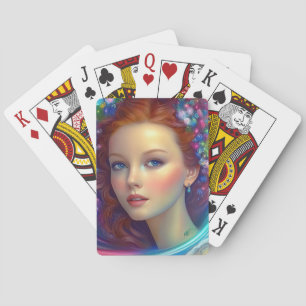 Jeu De Cartes Portrait de cheveux arc-en-ciel enchanté