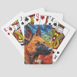 Jeu De Cartes Portrait de chien malinois coloré