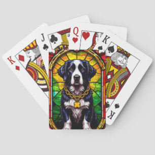 Jeu De Cartes Portrait de chien royal avec cadre doré luxueux