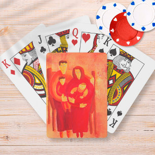 Jeu De Cartes Portrait de famille assis peinture contemporaine