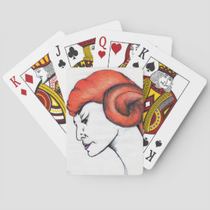 Jeu De Cartes Portrait de femme aux cheveux orange mandarine Pop