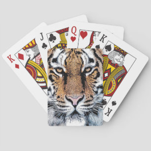 Jeu De Cartes Portrait de rayures de tigre dans le style
