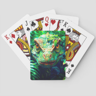 Jeu De Cartes Portrait de tête de dinosaure frappant dans une ju