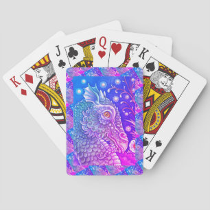 JEU DE CARTES PORTRAIT DE TÊTE DE DRAGON MÉDIÉVAL, IMAGINAIRE SI