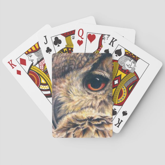 Jeu De Cartes Portrait d'une chouette d'aigle fine art jouant au (dos)
